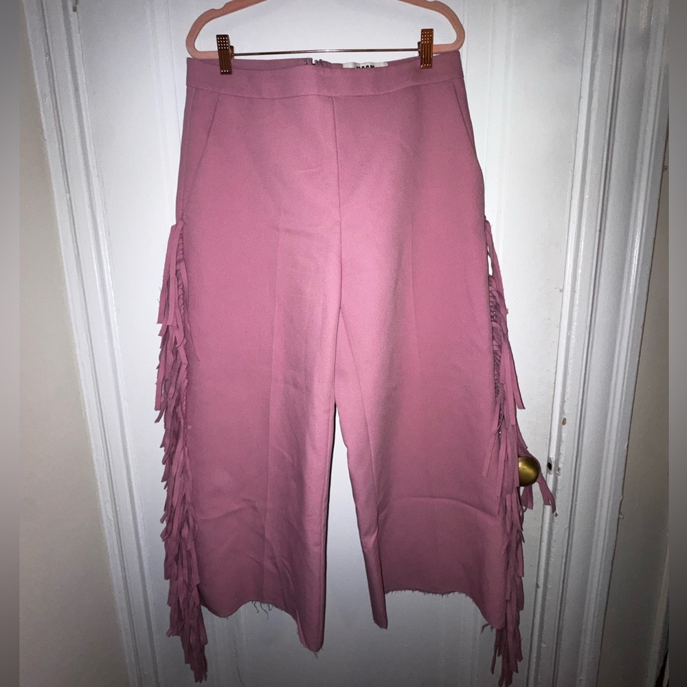 NWOT - MSGM Milano Pink Fringe Trouser Pants, size 46